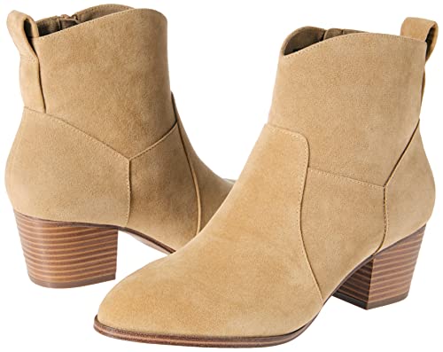 Amazon Essentials Women's Western Ankle Boots with Stacked Heel