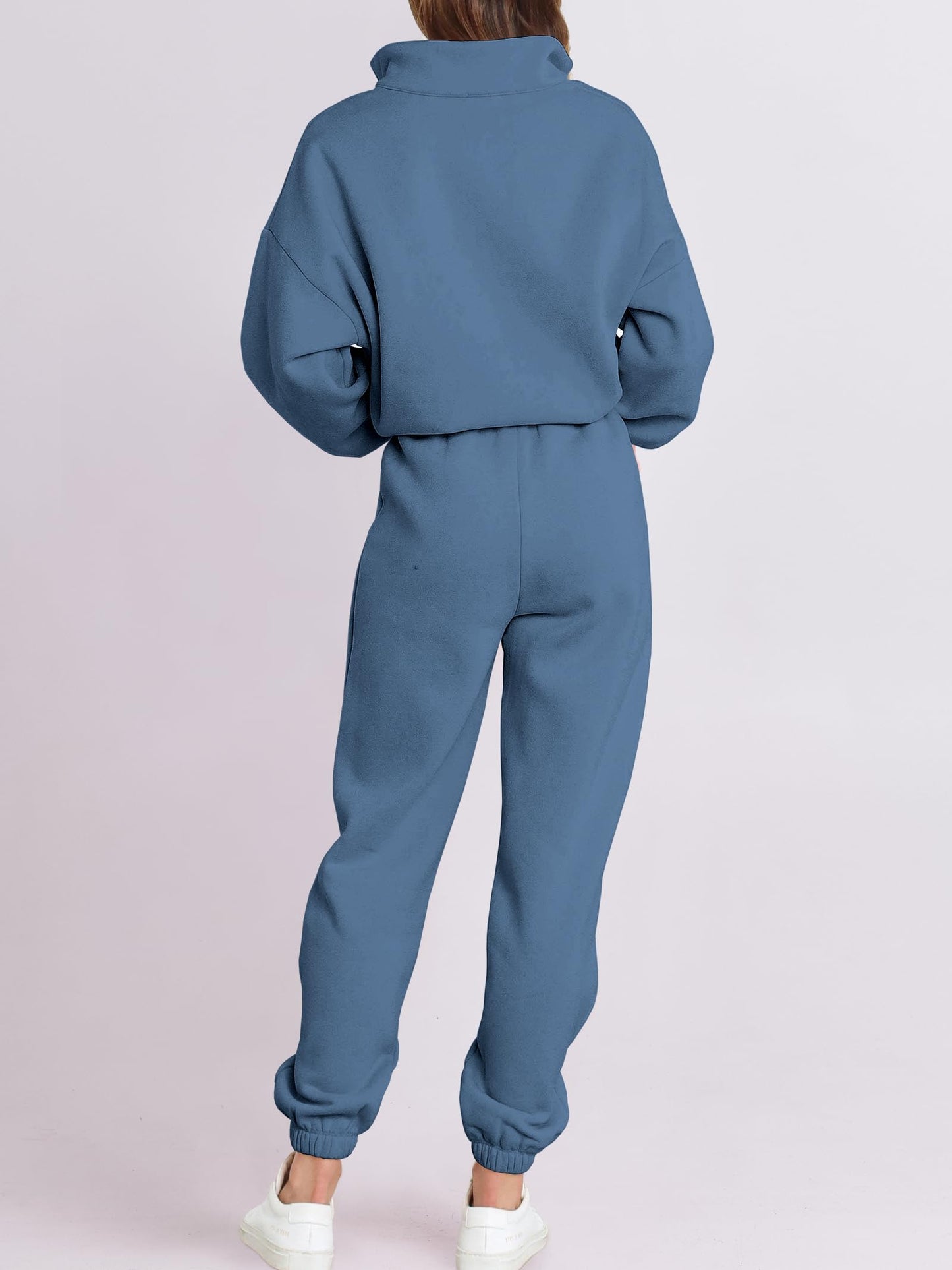 ANRABESS Women 2 Piece Outfits Sweatsuit Oversized Half Zip Sweatshirt Jogger Sweatpants Tracksuit Lounge Set 2025 Clothes