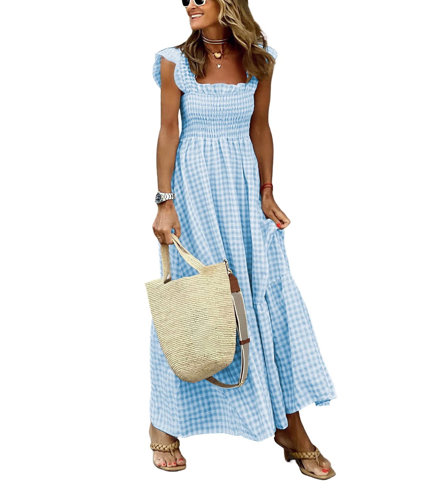 Chouyatou Retro Plaid Smocked Dress