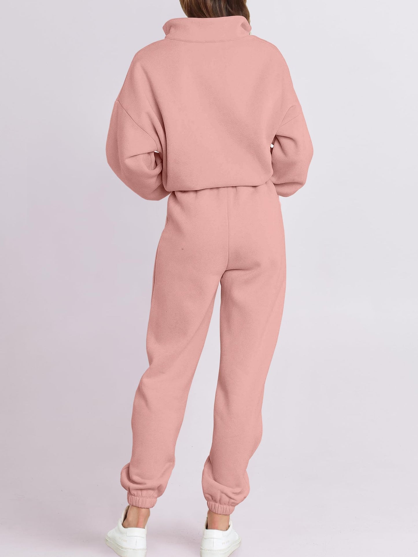 ANRABESS Women 2 Piece Outfits Sweatsuit Oversized Half Zip Sweatshirt Jogger Sweatpants Tracksuit Lounge Set 2025 Clothes