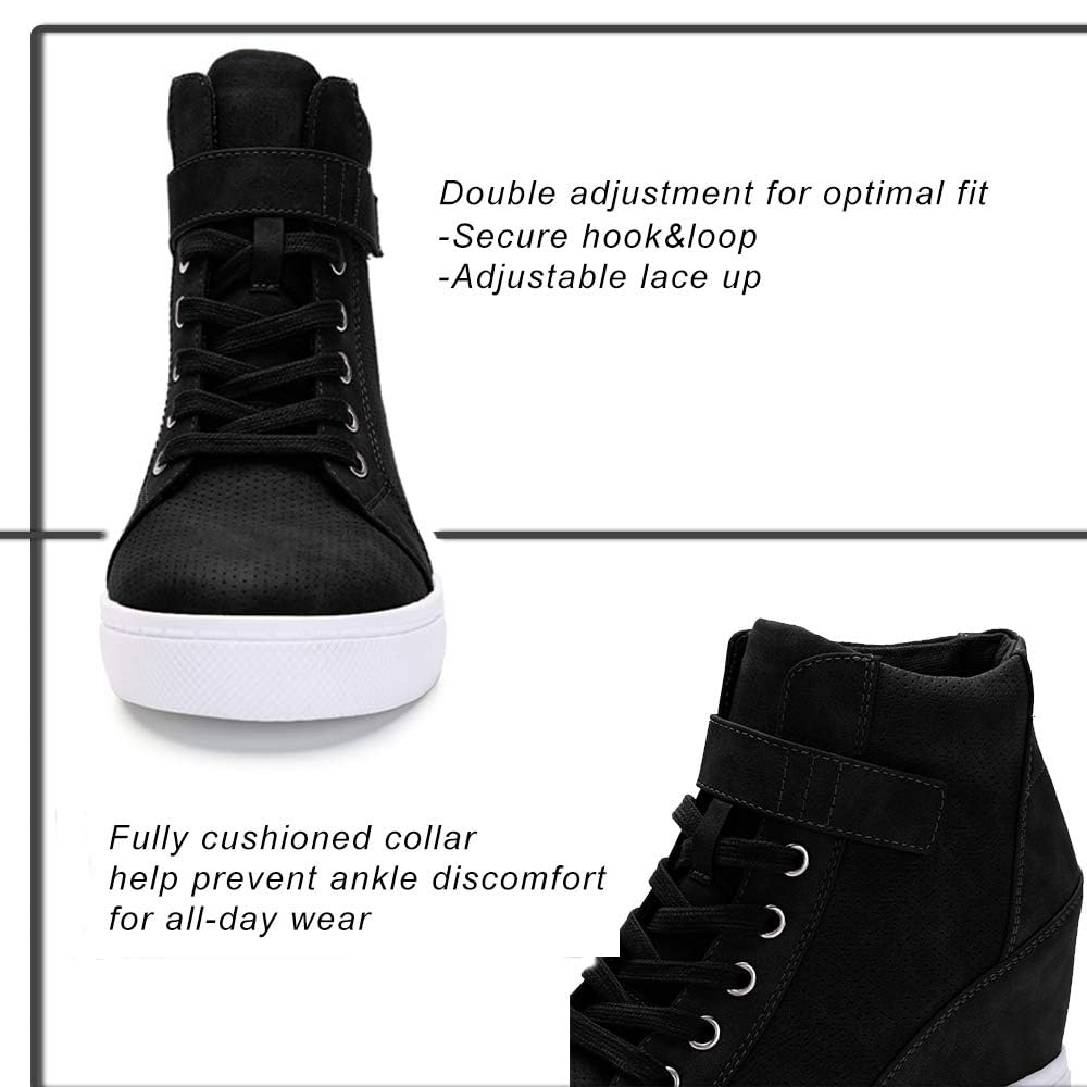 Athlefit Women's Lace Up Wedge Sneakers High Top Fashion Sneakers Ankle Booties