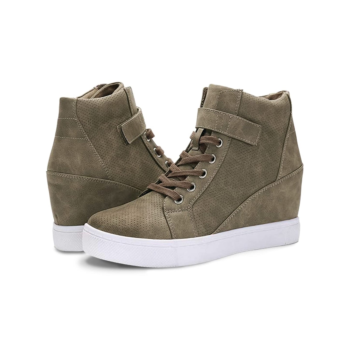 Athlefit Women's Lace Up Wedge Sneakers High Top Fashion Sneakers Ankle Booties