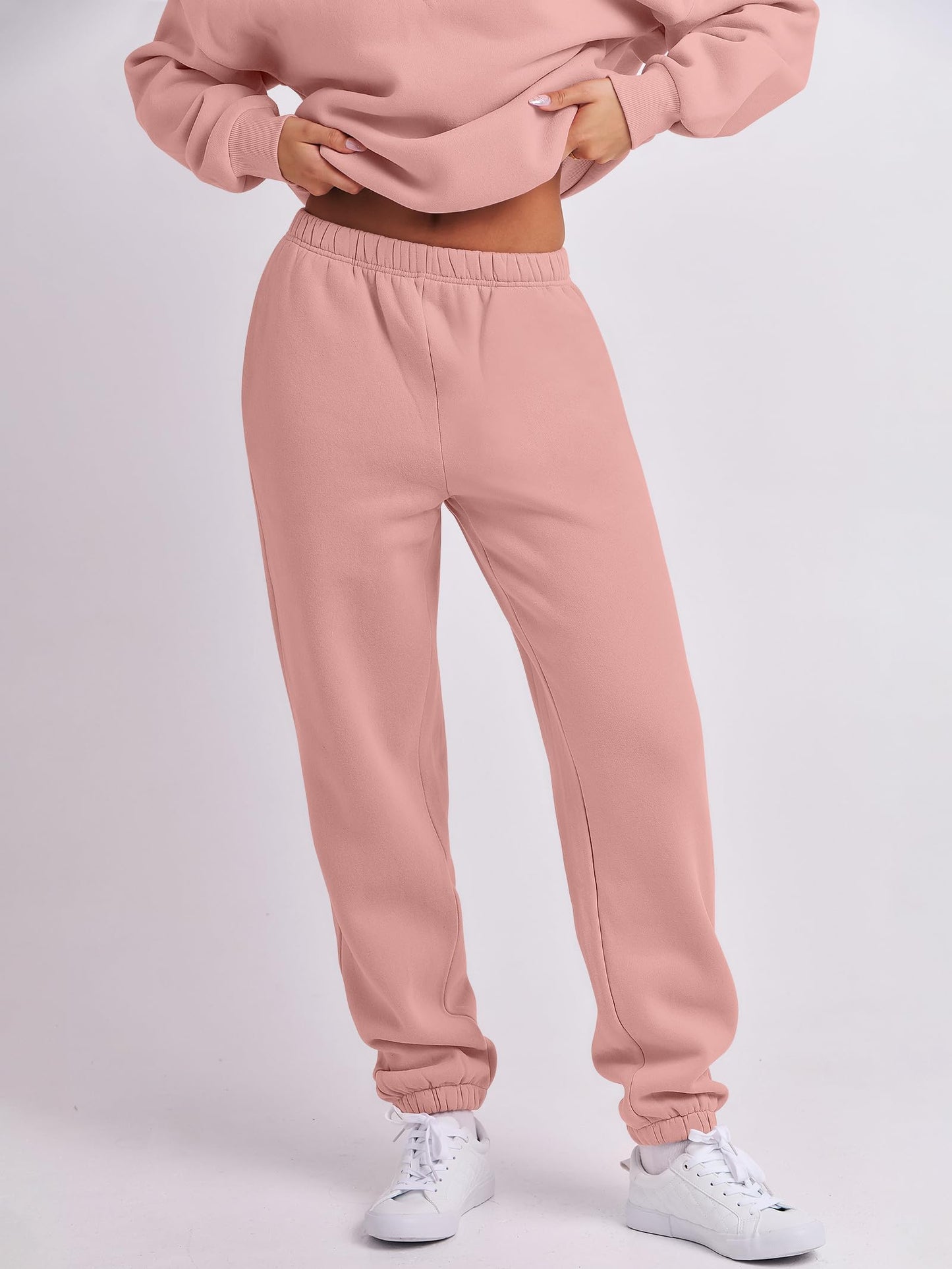 ANRABESS Women 2 Piece Outfits Sweatsuit Oversized Half Zip Sweatshirt Jogger Sweatpants Tracksuit Lounge Set 2025 Clothes
