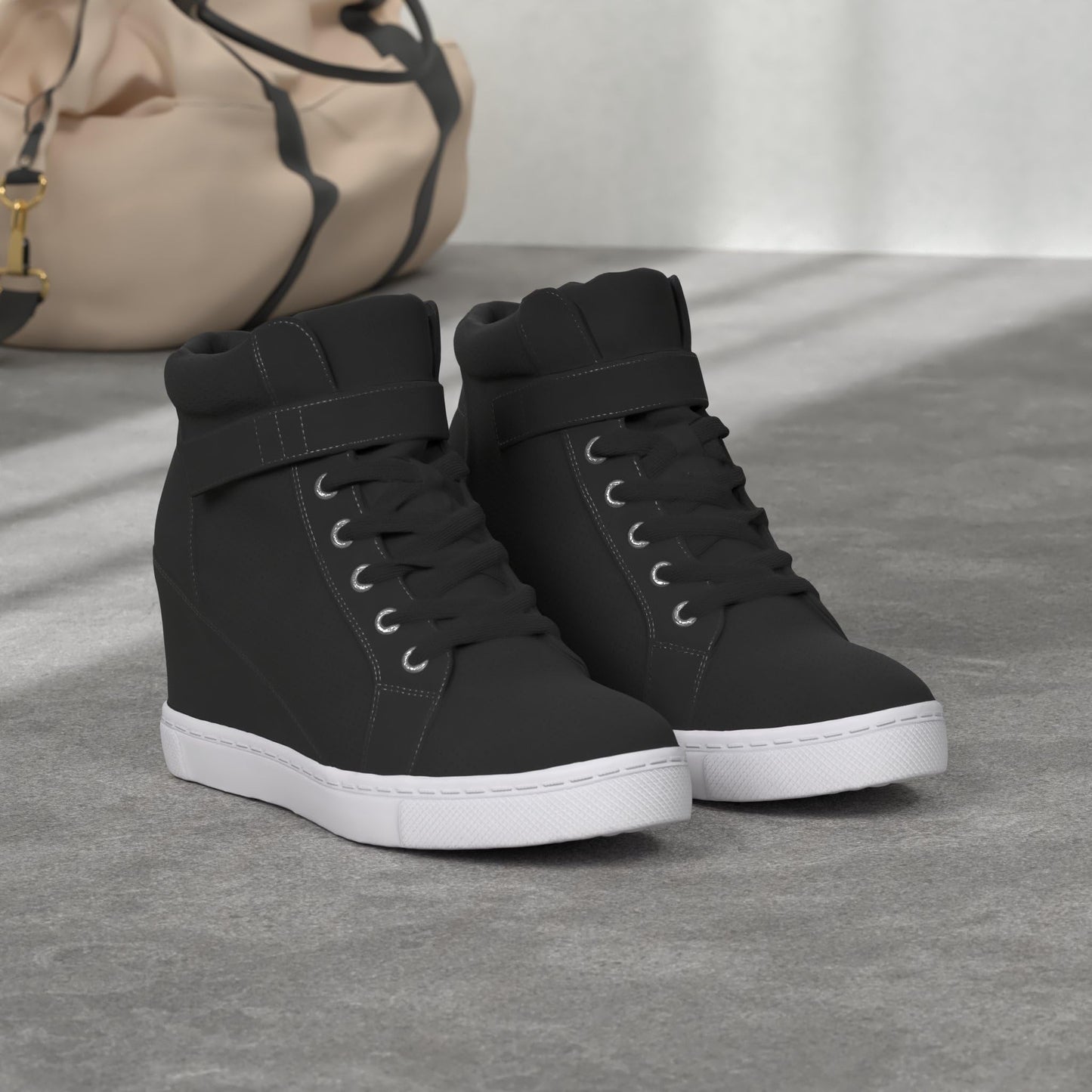 Athlefit Women's Lace Up Wedge Sneakers High Top Fashion Sneakers Ankle Booties