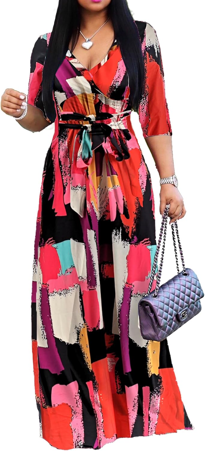 PnPednde Women's V-Neck Party Dress