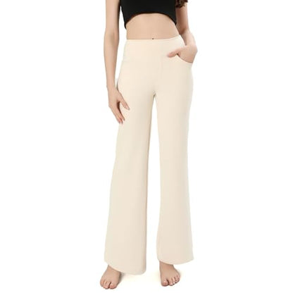 SIEPASA Wide Leg Yoga Pants Woman - High Waist Stretch Lounge Pants with Pockets, Casual Sweatpants Petite/Regular/Tall.