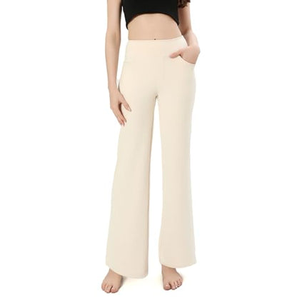 SIEPASA Wide Leg Yoga Pants Woman - High Waist Stretch Lounge Pants with Pockets, Casual Sweatpants Petite/Regular/Tall.