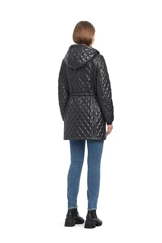 kate spade new york Women's Water Resistant Quilted Hooded Jacket with Adjustable Waist