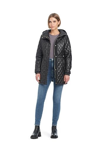 kate spade new york Women's Water Resistant Quilted Hooded Jacket with Adjustable Waist