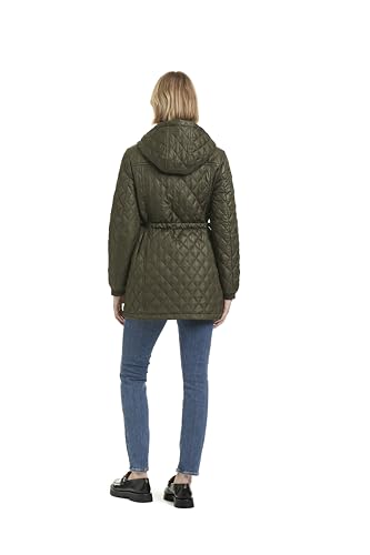 kate spade new york Women's Water Resistant Quilted Hooded Jacket with Adjustable Waist
