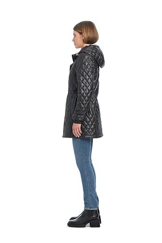 kate spade new york Women's Water Resistant Quilted Hooded Jacket with Adjustable Waist