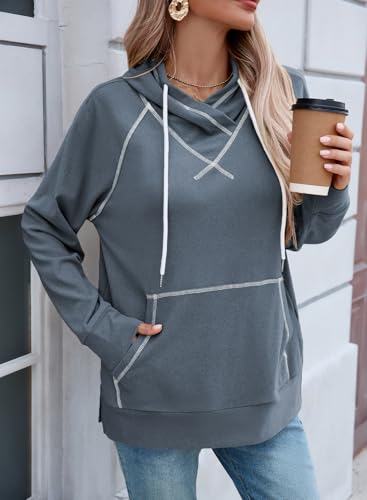 SHEWIN Womens Hoodies Drawstring Hooded Sweatshirt Pullover Long Sleeve Tops Womens Fall Fashion 2025