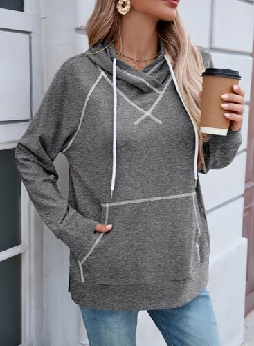 SHEWIN Womens Hoodies Drawstring Hooded Sweatshirt Pullover Long Sleeve Tops Womens Fall Fashion 2025