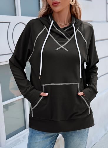 SHEWIN Womens Hoodies Drawstring Hooded Sweatshirt Pullover Long Sleeve Tops Womens Fall Fashion 2025