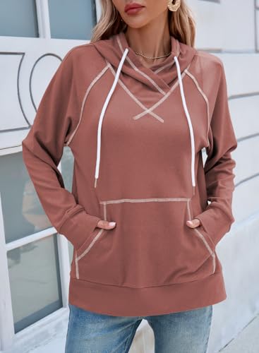 SHEWIN Womens Hoodies Drawstring Hooded Sweatshirt Pullover Long Sleeve Tops Womens Fall Fashion 2025