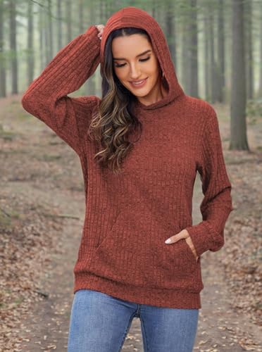 Womens Long Sleeve Shirts Kangaroo Pocket Fashion Hoodies Fall Pullover Sweatshirts