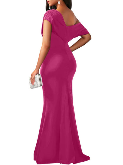 YMDUCH Women's Elegant Sleeveless Off Shoulder Bodycon Long Formal Party Evening Dress