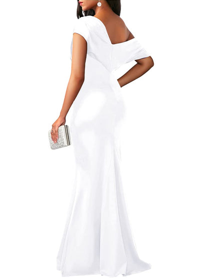 YMDUCH Women's Elegant Sleeveless Off Shoulder Bodycon Long Formal Party Evening Dress