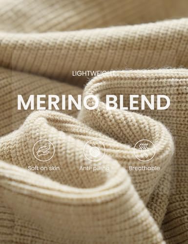 Women's Merino Wool Blend Hoodies 2025 Fall Winter Crewneck Sweatshirt Long Sleeve Knitted Sweater with Drawstring