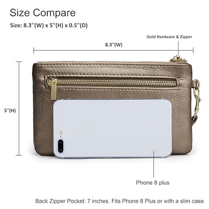 befen Genuine Leather Wristlet Clutch RFID Blocking Bag Cell Phone Wallet Purse Wristlet Wallet Purses and Handbags for Women