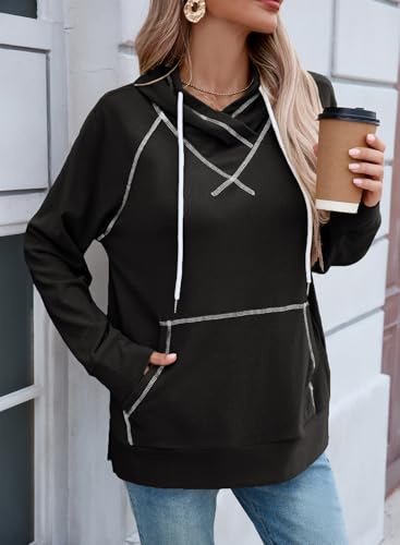 SHEWIN Womens Hoodies Drawstring Hooded Sweatshirt Pullover Long Sleeve Tops Womens Fall Fashion 2025