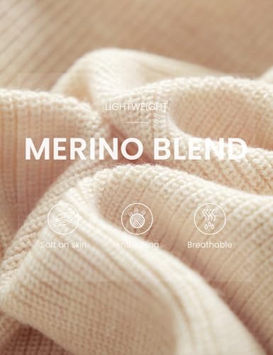 Women's Merino Wool Blend Hoodies 2025 Fall Winter Crewneck Sweatshirt Long Sleeve Knitted Sweater with Drawstring
