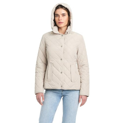 Jones New York Women's Ladies Lightweight Quilted Jacket with a Hood