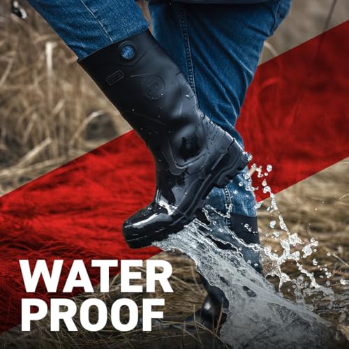 Dunlop Protective Footwear, Chesapeake plain toe Black Amazon, 100% Waterproof PVC, Lightweight and Durable