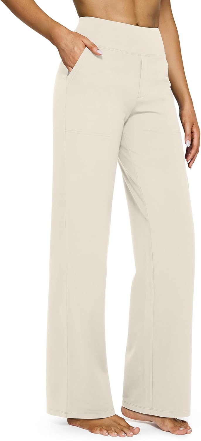 G4Free Yoga Pants Women Wide Leg Pants with Pockets High Waist Stretch Dress Casual Sweatpants Petite/Regular/Tall