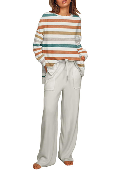 ETCYY NEW Lounge Sets for Women 2 Piece Outfits with Side Split Sweatshirt Tops and Wide Leg Sweatpants