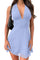 GOKATOSAU Women's Halter Deep V Neck Flowy Chiffon Bow Tie Backless Summer Mini Dress