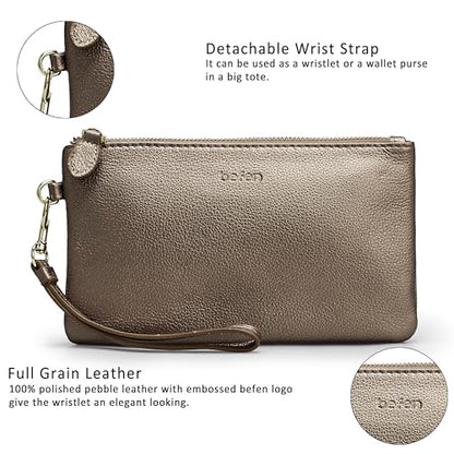 befen Genuine Leather Wristlet Clutch RFID Blocking Bag Cell Phone Wallet Purse Wristlet Wallet Purses and Handbags for Women
