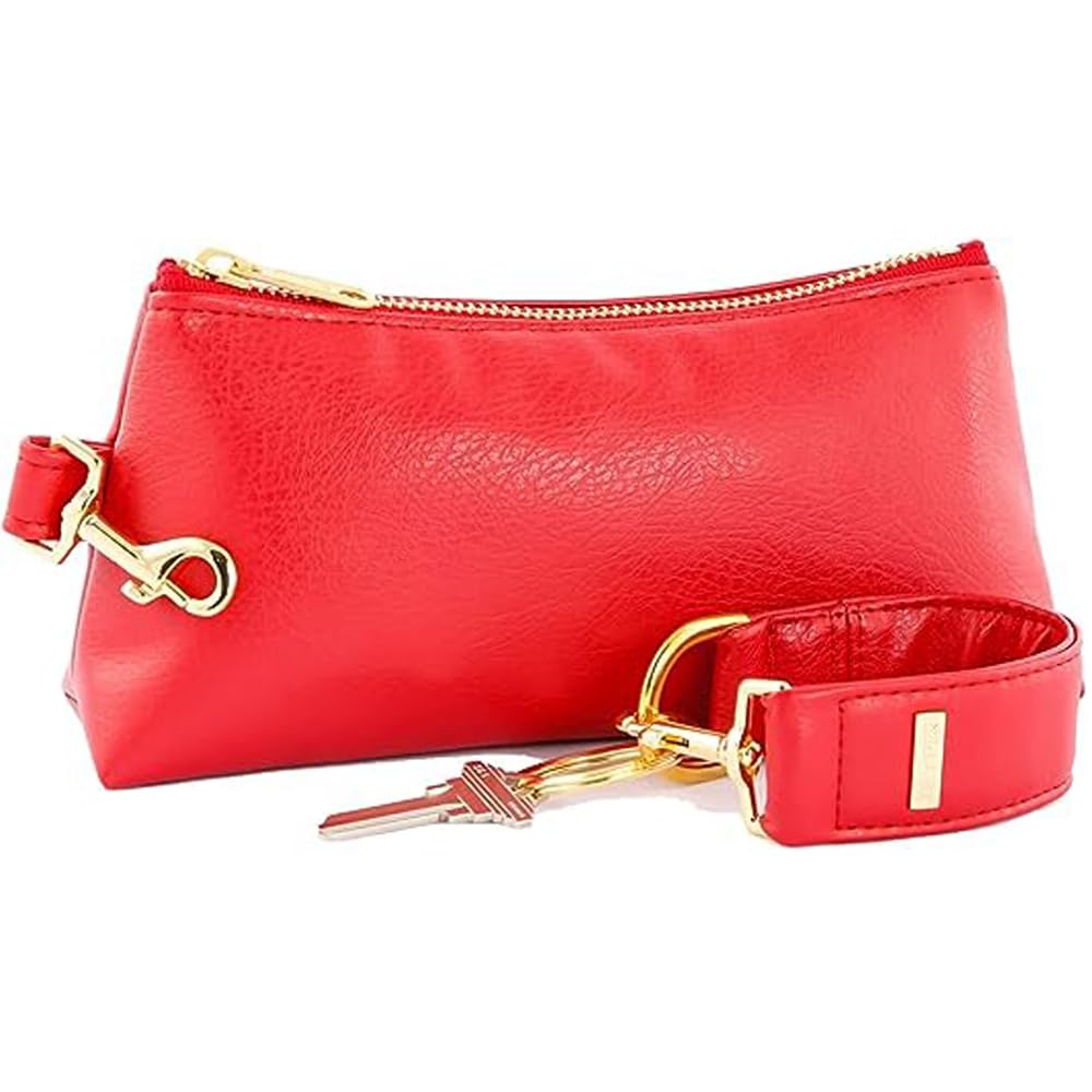2-Piece Luxe Wristlet Set (IT Bag and a Key Ring Bracelet) Vegan Leather Classic Clutch Luxury Purse for Women
