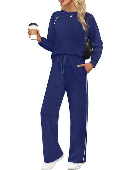 SAMPEEL Women 2 Piece Lounge Sets Sweatsuit Fall Outfits Matching Wide Leg pants Set Tracksuit Trendy Clothes