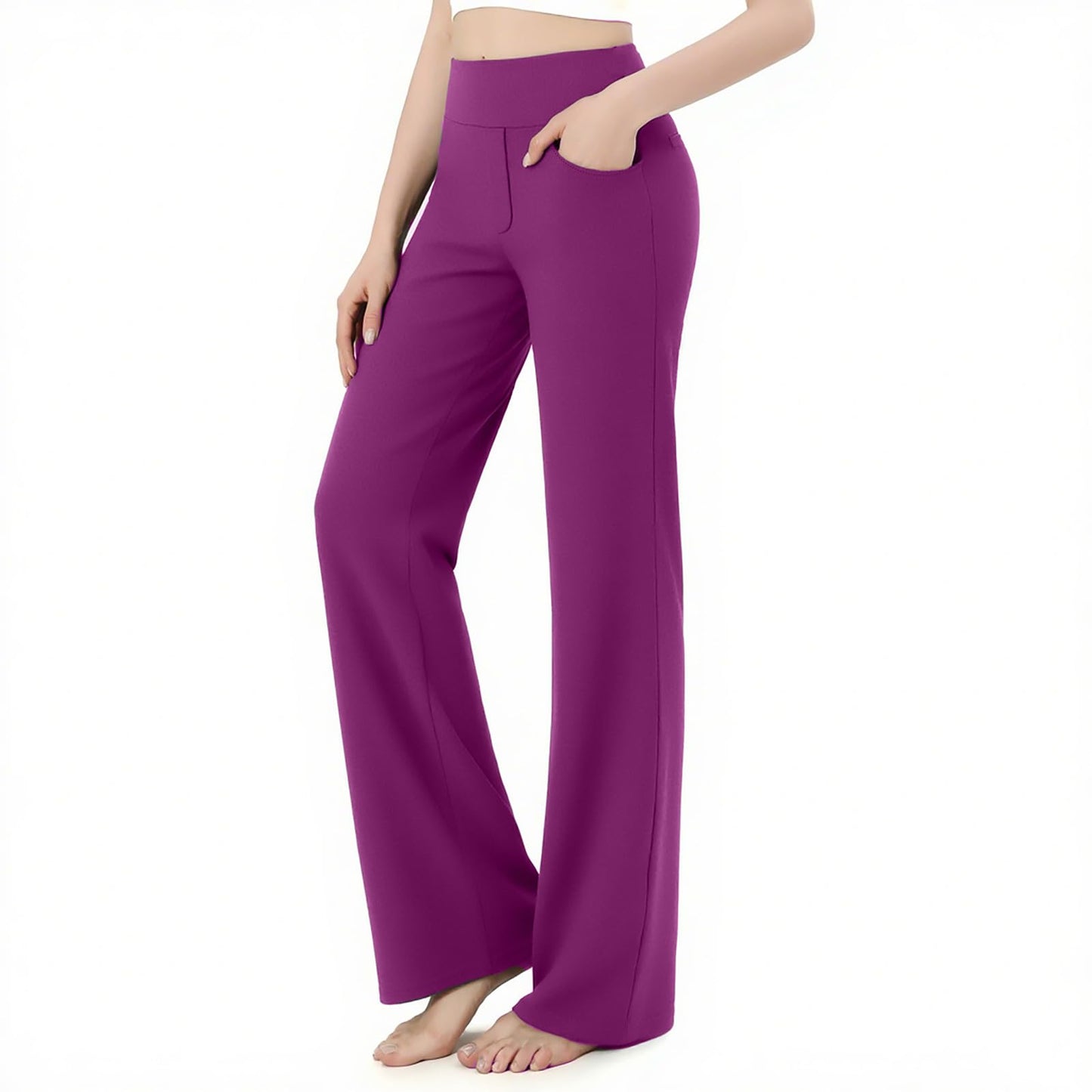 SIEPASA Wide Leg Yoga Pants Woman - High Waist Stretch Lounge Pants with Pockets, Casual Sweatpants Petite/Regular/Tall.