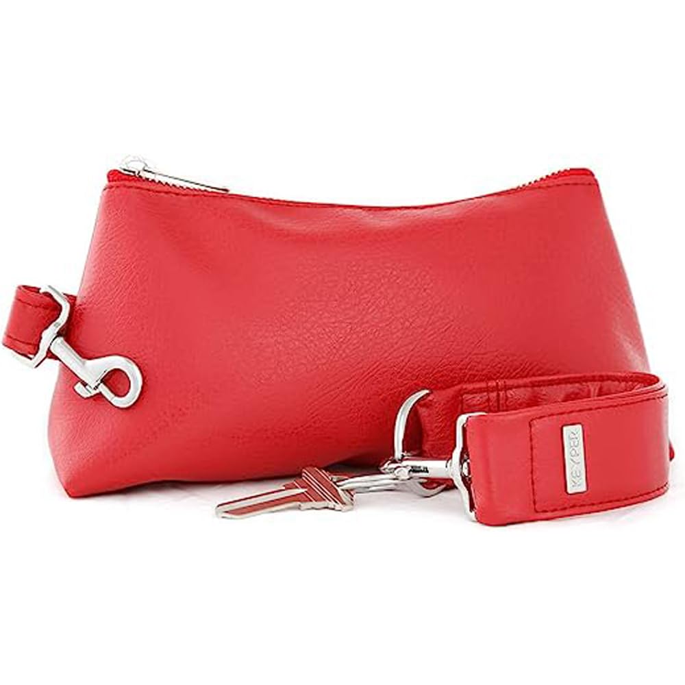 2-Piece Luxe Wristlet Set (IT Bag and a Key Ring Bracelet) Vegan Leather Classic Clutch Luxury Purse for Women