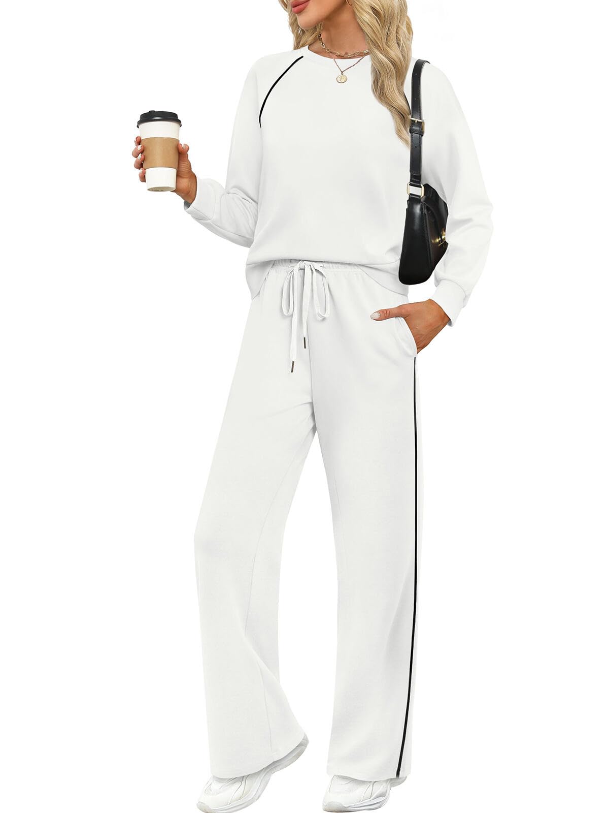 SAMPEEL Women 2 Piece Lounge Sets Sweatsuit Fall Outfits Matching Wide Leg pants Set Tracksuit Trendy Clothes