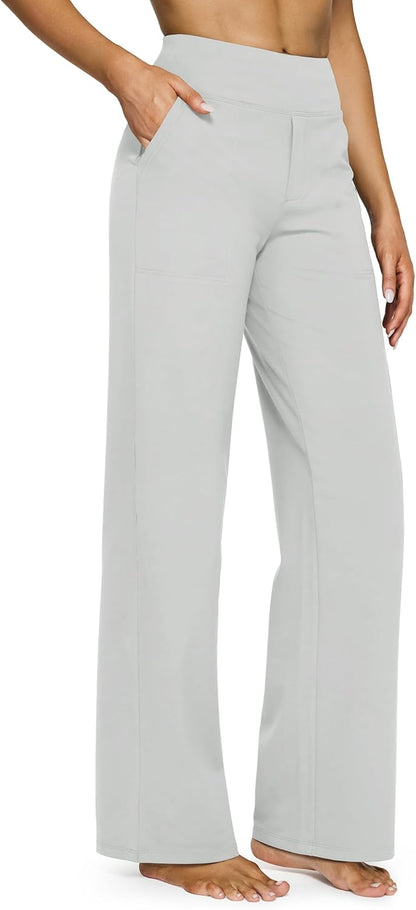 G4Free Yoga Pants Women Wide Leg Pants with Pockets High Waist Stretch Dress Casual Sweatpants Petite/Regular/Tall