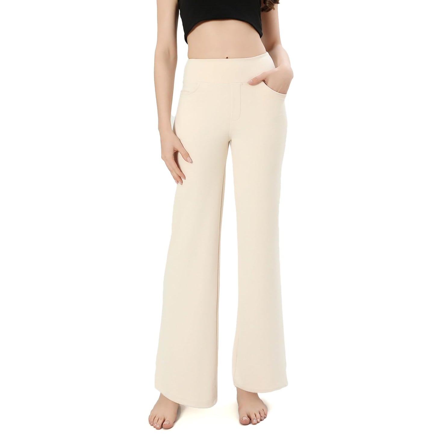 SIEPASA Wide Leg Yoga Pants Woman - High Waist Stretch Lounge Pants with Pockets, Casual Sweatpants Petite/Regular/Tall.