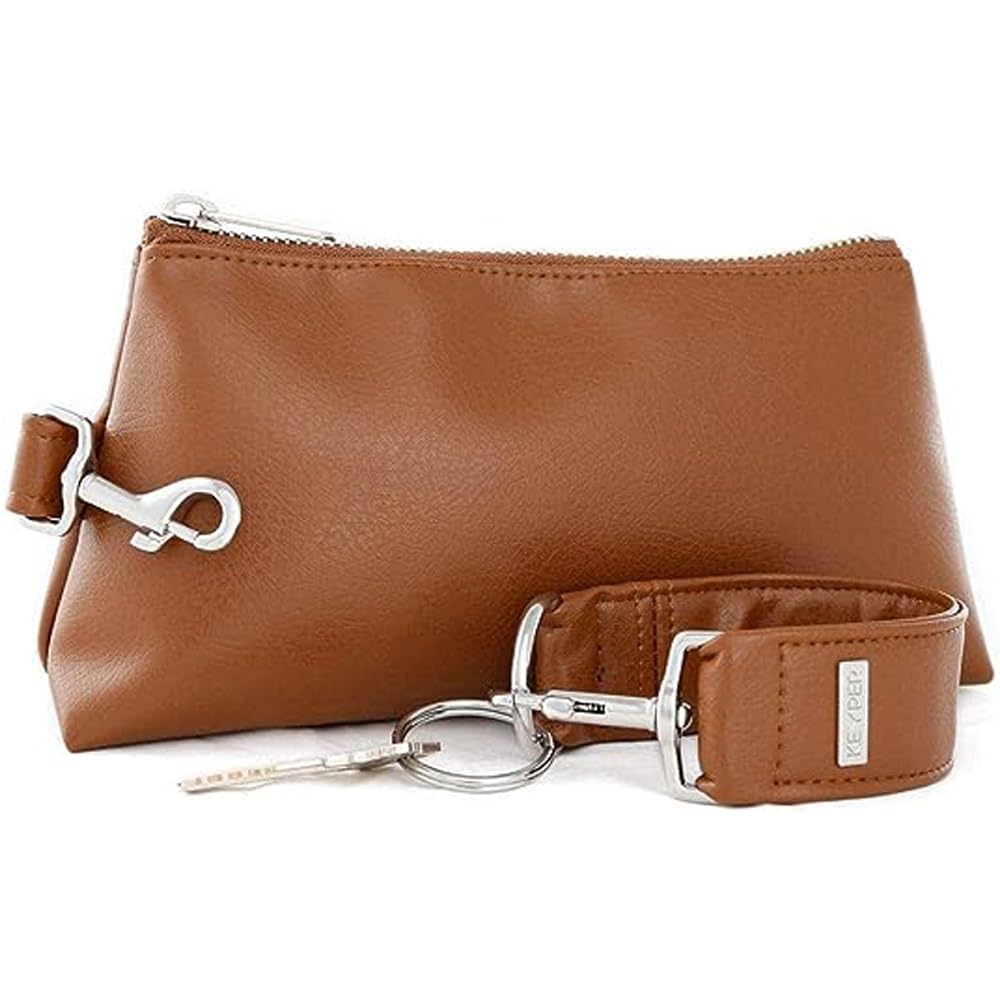 2-Piece Luxe Wristlet Set (IT Bag and a Key Ring Bracelet) Vegan Leather Classic Clutch Luxury Purse for Women