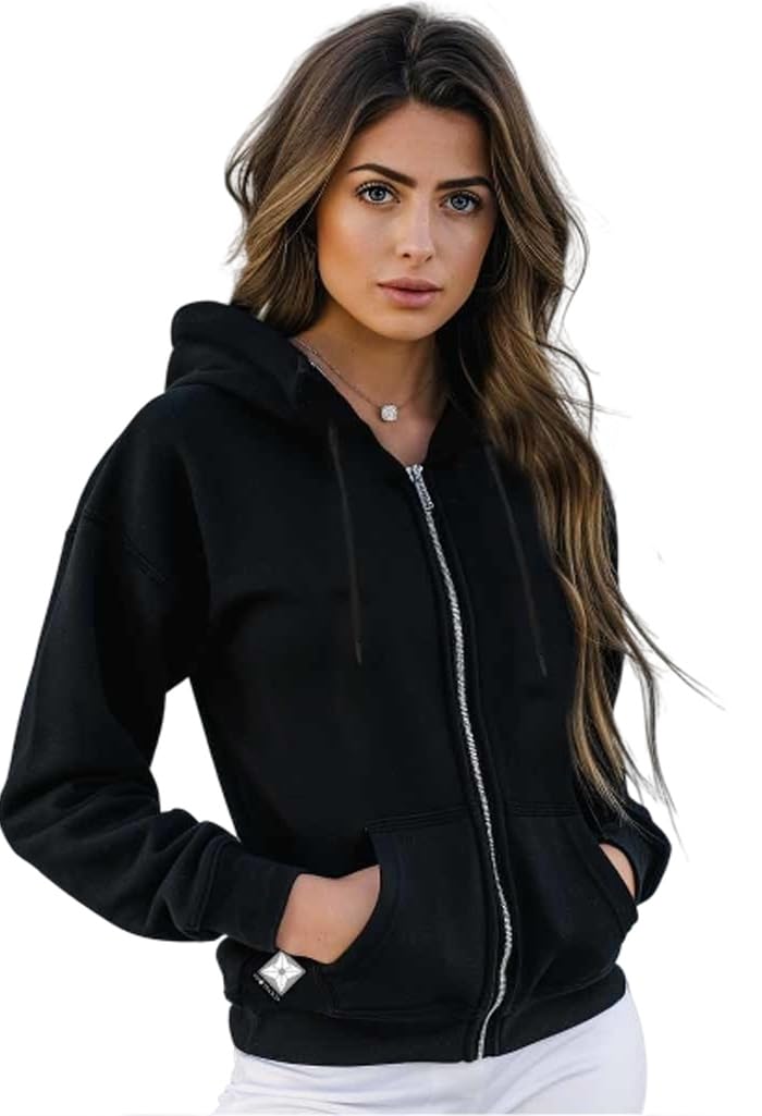 Proteck'd Women's Faraday Silver Lined Zip Up Emf Proof Hoodie e13 Emf, Black