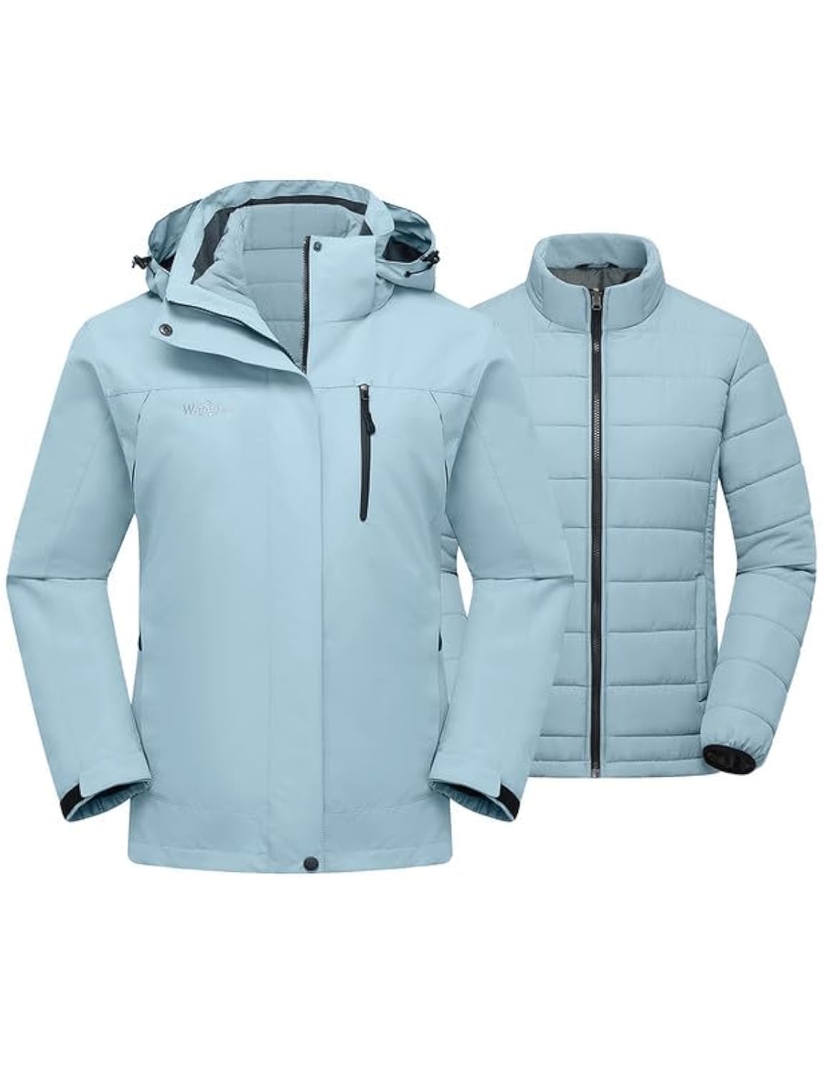 wantdo Women's 3 in 1 Waterproof Ski Jacket Windproof Winter Snow Coat Snowboarding Jackets Warm Raincoat