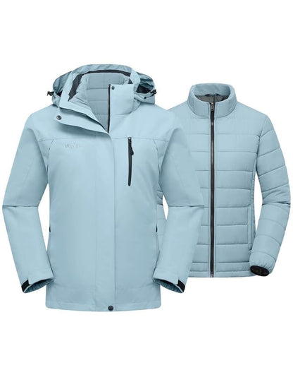 wantdo Women's 3 in 1 Waterproof Ski Jacket Windproof Winter Snow Coat Snowboarding Jackets Warm Raincoat