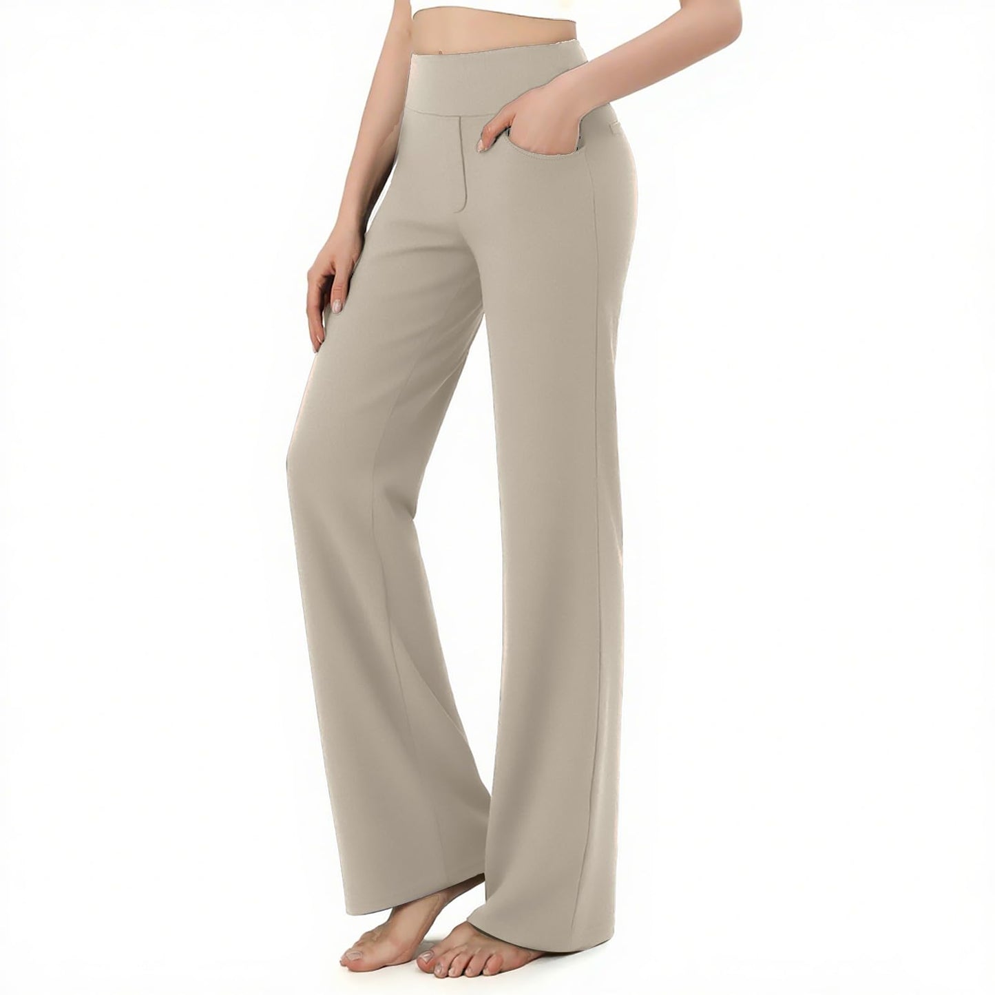 SIEPASA Wide Leg Yoga Pants Woman - High Waist Stretch Lounge Pants with Pockets, Casual Sweatpants Petite/Regular/Tall.