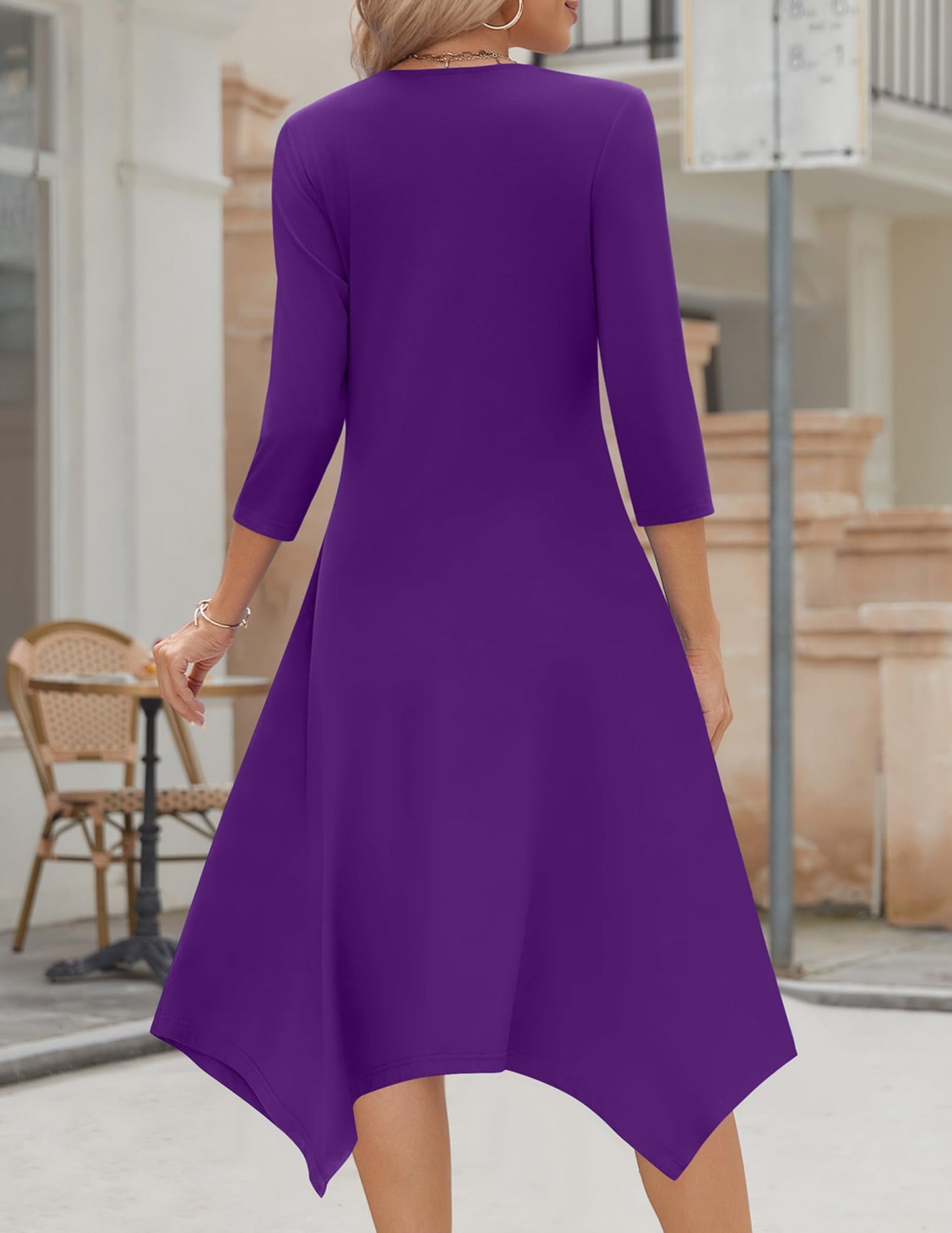 Zeagoo Midi Women 3/4 Sleeve Dress Casual Dresses with Pockets 2025 Fall A Line Dress Elegant Formal Modest Dresses