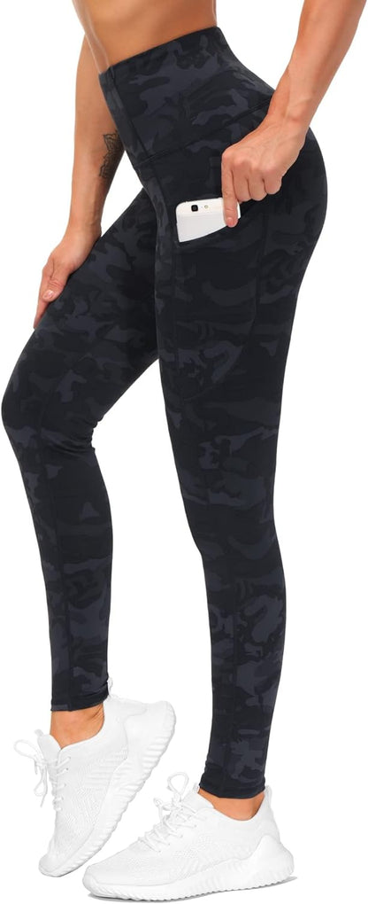 THE GYM PEOPLE Thick High Waist Yoga Pants with Pockets, Tummy Control Workout Running Yoga Leggings for Women