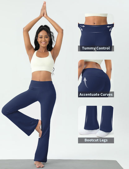 Women's Yoga Pants Bootcut Flare Leggings Flared Bell Bottom Leggings High-Waisted Workout Pants Tummy Control