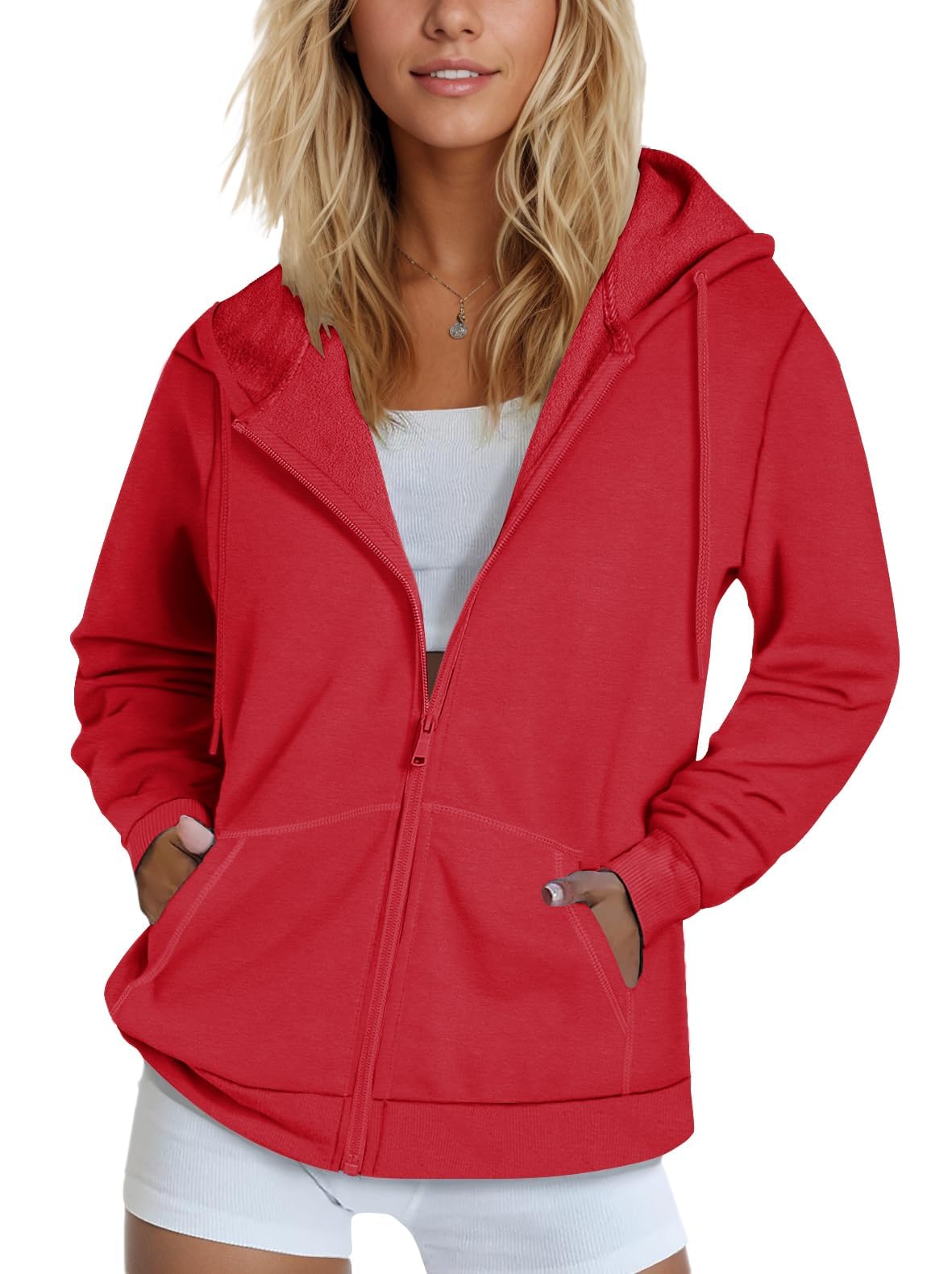 SMENG Womens Zip Up Hoodies Long Sleeve Fit Hooded Sweatshirts 2025 Casual Lightweight Jacket