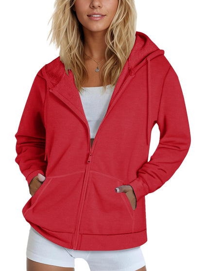 SMENG Womens Zip Up Hoodies Long Sleeve Fit Hooded Sweatshirts 2025 Casual Lightweight Jacket