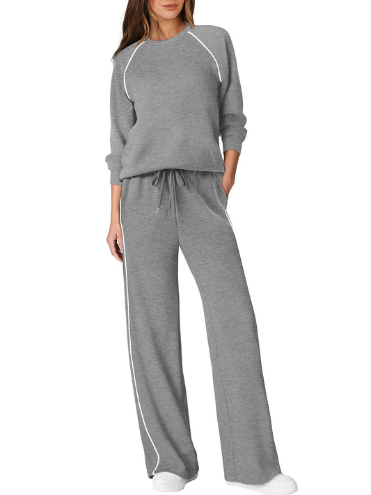 SAMPEEL Women 2 Piece Lounge Sets Sweatsuit Fall Outfits Matching Wide Leg pants Set Tracksuit Trendy Clothes
